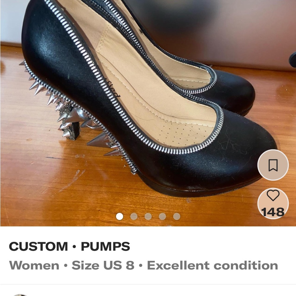 Custom Black Spiked Pumps - Picture 3 of 5